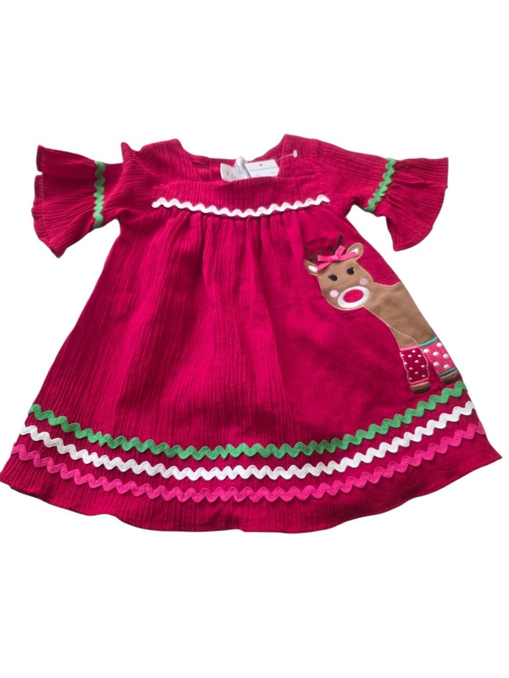 Good Lad Reindeer Red Christmas Dress Baby Size 12 Months Nwt